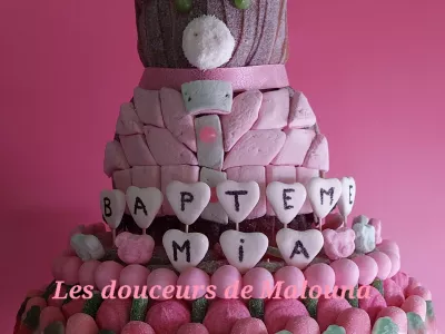 Gateau de bonbons baptème nounours